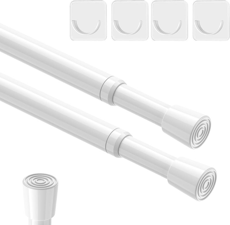 AIZESI 2pcs Spring Tension Rods Adjustable 26 to 39 inch Small Tension Curtain Rod No Drilling Expandable Spring Loaded Curtain Rod,Suitable for Doors and Windows 28 to 36 inch, White - Image 1